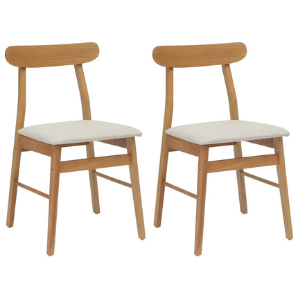 Matstol 2 pcs Naturlig och ljus Massiv Gummiträ