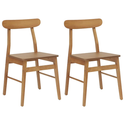 Matstol 2 pcs Naturfärg 43 x 44,5 x 77 cm Massiv Gummiträ