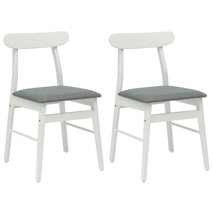 Matstol 2 pcs Vitt och Grått Massiv Gummiträ