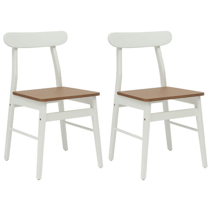 Matstol 2 pcs Vit och Naturlig 43 x 44,5 x 77 cm