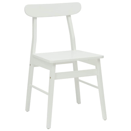 Matstol 2 st Massiv Gummiträ Vit 43 x 44,5 x 77 cm