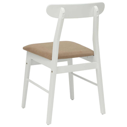 Matstol 2 st Massiv Gummiträ Vit och brun 43 x 44,5 x 77 cm