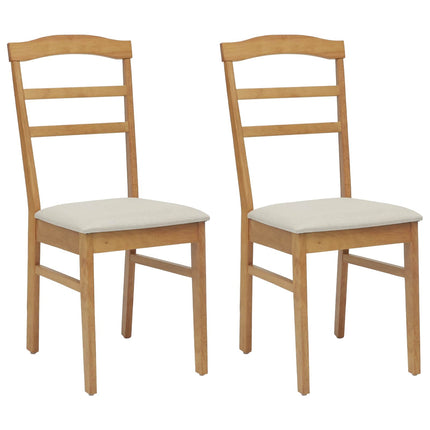 Matstol 2 pcs Naturlig och ljus Massiv Gummiträ