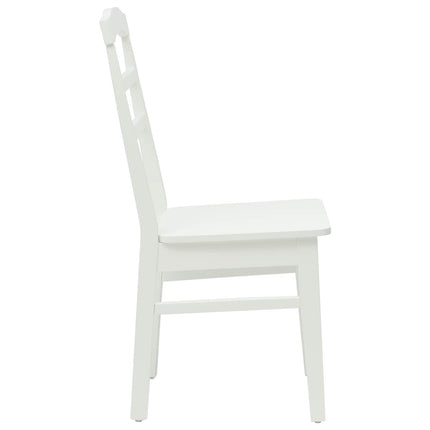 Matstol 2 st Massiv Gummiträ Vit 36 x 45,5 x 93,5 cm