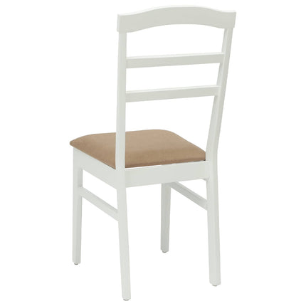 Matstol 2 st Massiv Gummiträ Vit och brun 36 x 45,5 x 93,5 cm