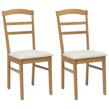 Matstol 2 pcs Naturlig och ljus Massiv Gummiträ