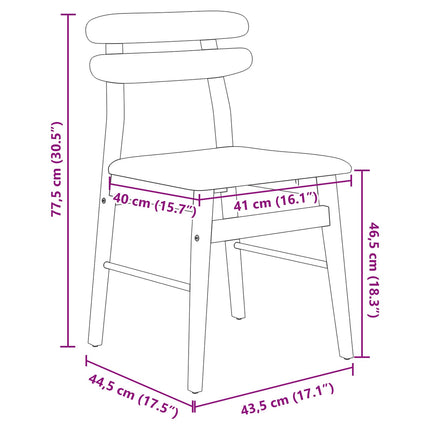 Matstol 2 pcs Ljusbrun och svart Massiv Gummiträ