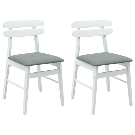 Matstol 2 pcs Vitt och Grått Massiv Gummiträ