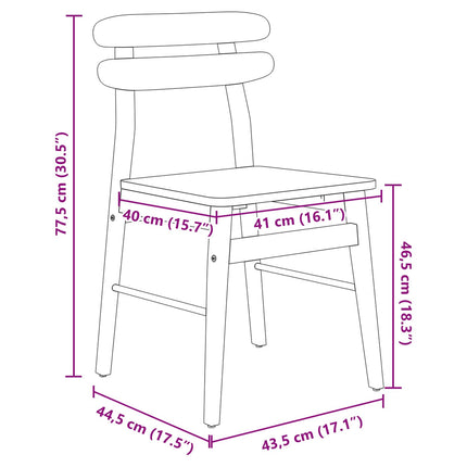 Matstol 2 pcs Vit Massiv Gummiträ