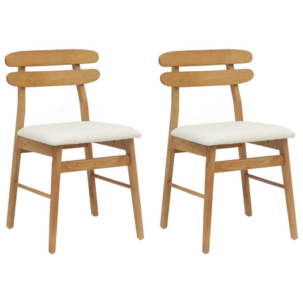 Matstol 2 pcs Naturlig och ljus Massiv Gummiträ