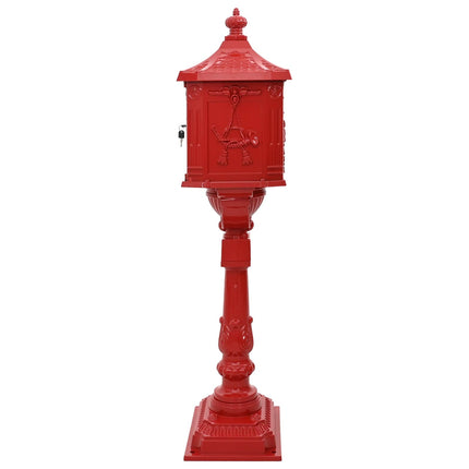 Stående Brevlåda Röd 42,5 x 29,5 x 117 cm Gjutet Aluminium