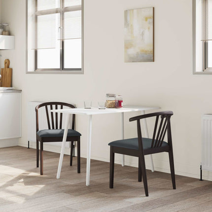 Matstol 2 pcs Ljusbrun och svart Massivt gummiträ