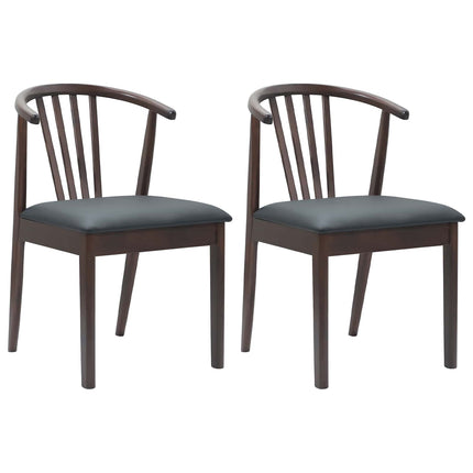 Matstol 2 pcs Ljusbrun och svart Massivt gummiträ