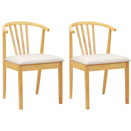 Matstol 2 pcs Naturlig och ljus Massivt gummiträ