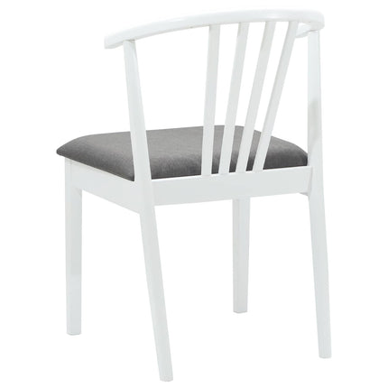 Matstol 2 st Massivt gummiträ Vitt och Grått 51 x 61 x 80,5 cm