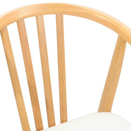 Matstol 2 pcs Naturlig och vit Massivt gummiträ