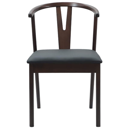 Matstol 2 pcs Ljusbrun och svart Massiv Gummiträ