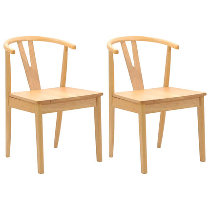 Matstol 2 pcs Naturfärg Massiv Gummiträ