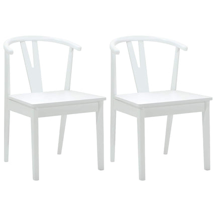 Matstol 2 st Massiv Gummiträ Vit och Vit 50.5 x 61 x 80.5 cm