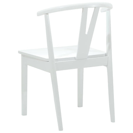 Matstol 2 st Massiv Gummiträ Vit och Vit 50.5 x 61 x 80.5 cm