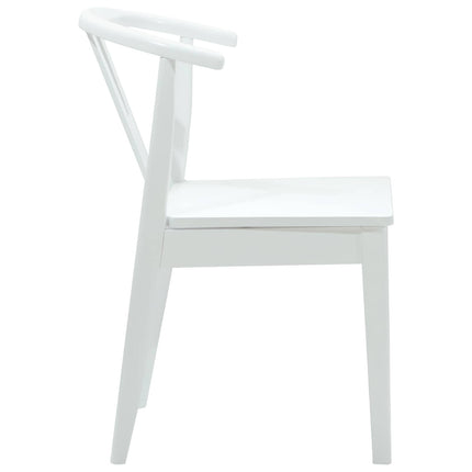 Matstol 2 st Massiv Gummiträ Vit och Vit 50.5 x 61 x 80.5 cm