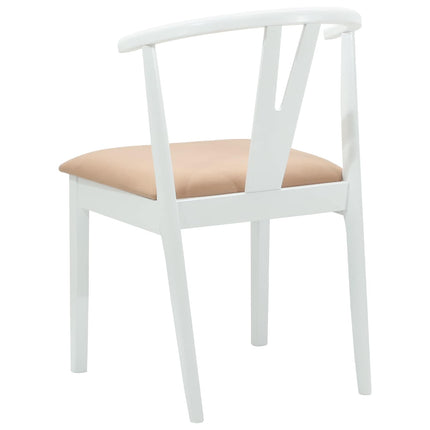 Matstol 2 st Massiv Gummiträ Vit och brun 50.5 x 61 x 80.5 cm