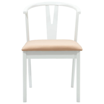 Matstol 2 st Massiv Gummiträ Vit och brun 50.5 x 61 x 80.5 cm