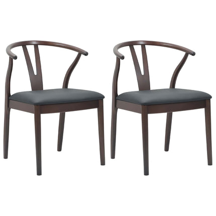 Matstol 2 pcs Ljusbrun och svart Massiv Gummiträ