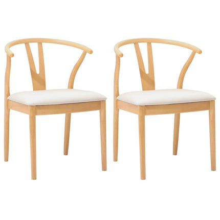 Matstol 2 pcs Naturlig och ljus Massiv Gummiträ