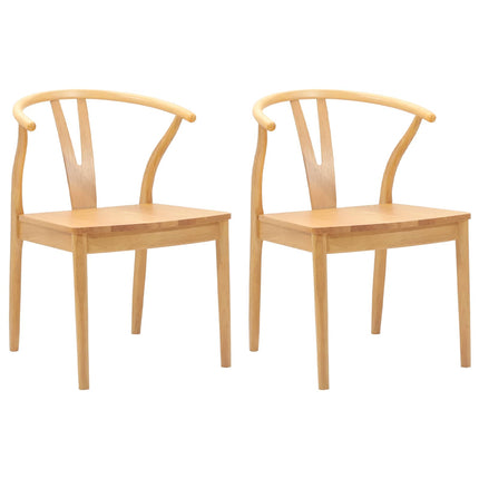 Matstol 2 st Massiv Gummiträ Naturfärg 54,5 x 58 x 77 cm