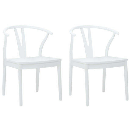 Matstol 2 st Massiv Gummiträ Vit och vit 54,5 x 58 x 77 cm