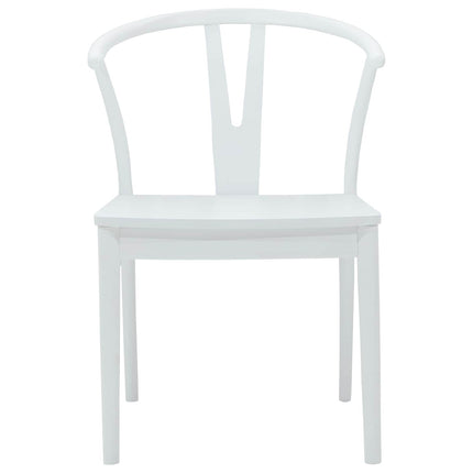 Matstol 2 st Massiv Gummiträ Vit och vit 54,5 x 58 x 77 cm