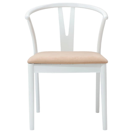 Matstol 2 st Massiv Gummiträ Vit och brun 54,5 x 58 x 77 cm