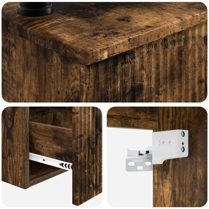 Badrumsskåpsset 3 st Rökt ek 53 x 35 x 39 cm Konstruerat trä