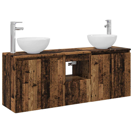 Badrumsskåpsset 3 st Gammalt trä 49,5 x 35 x 63 cm
