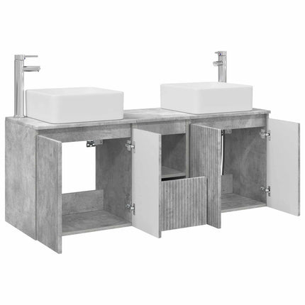 Badrumsskåpsset 3 st Betonggrå 49,5 x 41 x 63 cm