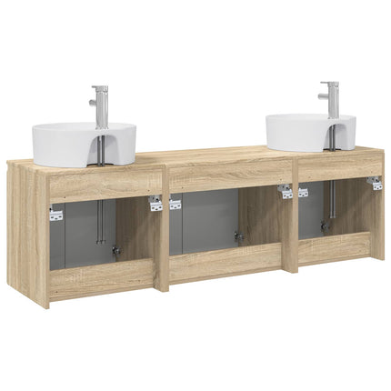 Badrumsskåpsset 3 st Sonoma-ek 49,5 x 44,5 x 65 cm