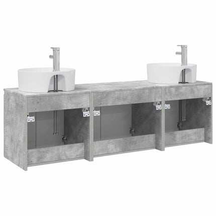 Badrumsskåpsset 3 st Betonggrå 49,5 x 44,5 x 65 cm