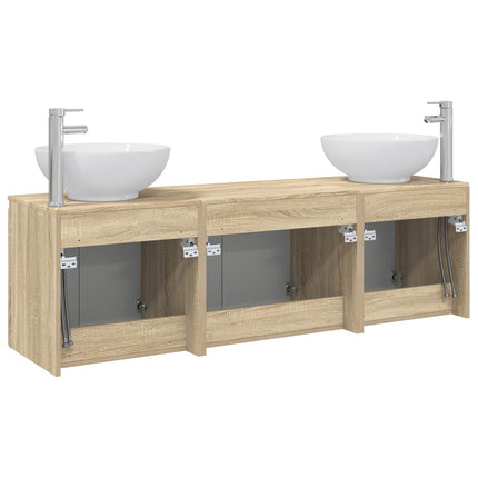 Badrumsskåpsset 3 st Sonoma-ek 49,5 x 44,5 x 65 cm