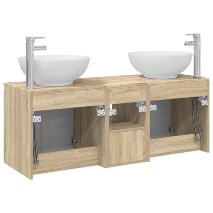 Badrumsskåpsset 3 st Sonoma-ek 49,5 x 44,5 x 65 cm