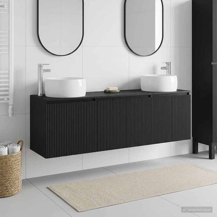 Badrumsskåpsset 3 st Svart 49,5 x 44,5 x 66 cm Konstruerat trä