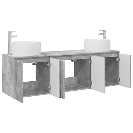 Badrumsskåpsset 3 st Betonggrå 49,5 x 44,5 x 66 cm