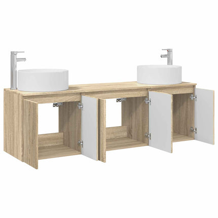 Badrumsskåpsset 3 st Sonoma-ek 49,5 x 44,5 x 65,5 cm