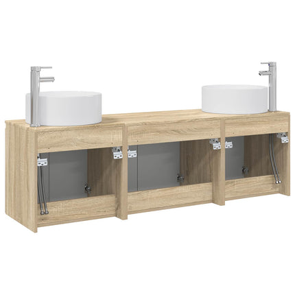 Badrumsskåpsset 3 st Sonoma-ek 49,5 x 44,5 x 65,5 cm