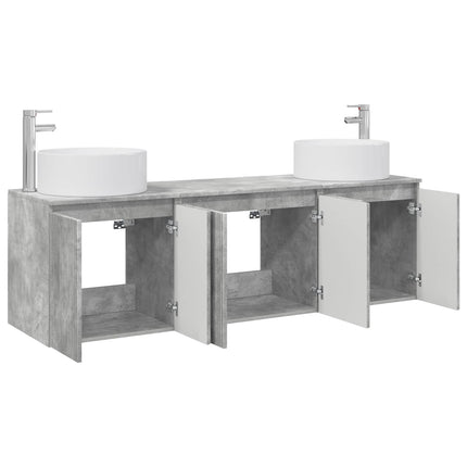 Badrumsskåpsset 3 st Betonggrå 49,5 x 44,5 x 65,5 cm