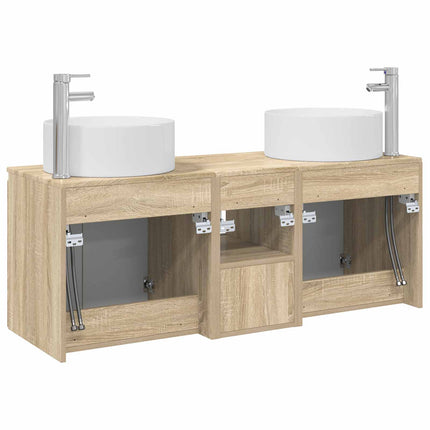Badrumsskåpsset 3 st Sonoma-ek 49,5 x 44,5 x 65,5 cm