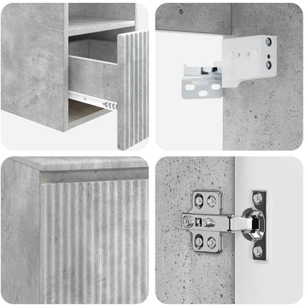 Badrumsskåpsset 3 st Betonggrå 49,5 x 44,5 x 65,5 cm