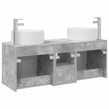 Badrumsskåpsset 3 st Betonggrå 49,5 x 44,5 x 65,5 cm