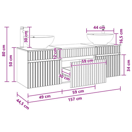 Badrumsskåpsset 3 st Sonoma-ek 49 x 44,5 x 66,5 cm
