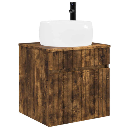 Badrumsskåpsset 3 st Rökt ek 49 x 44,5 x 66 cm Konstruerat trä